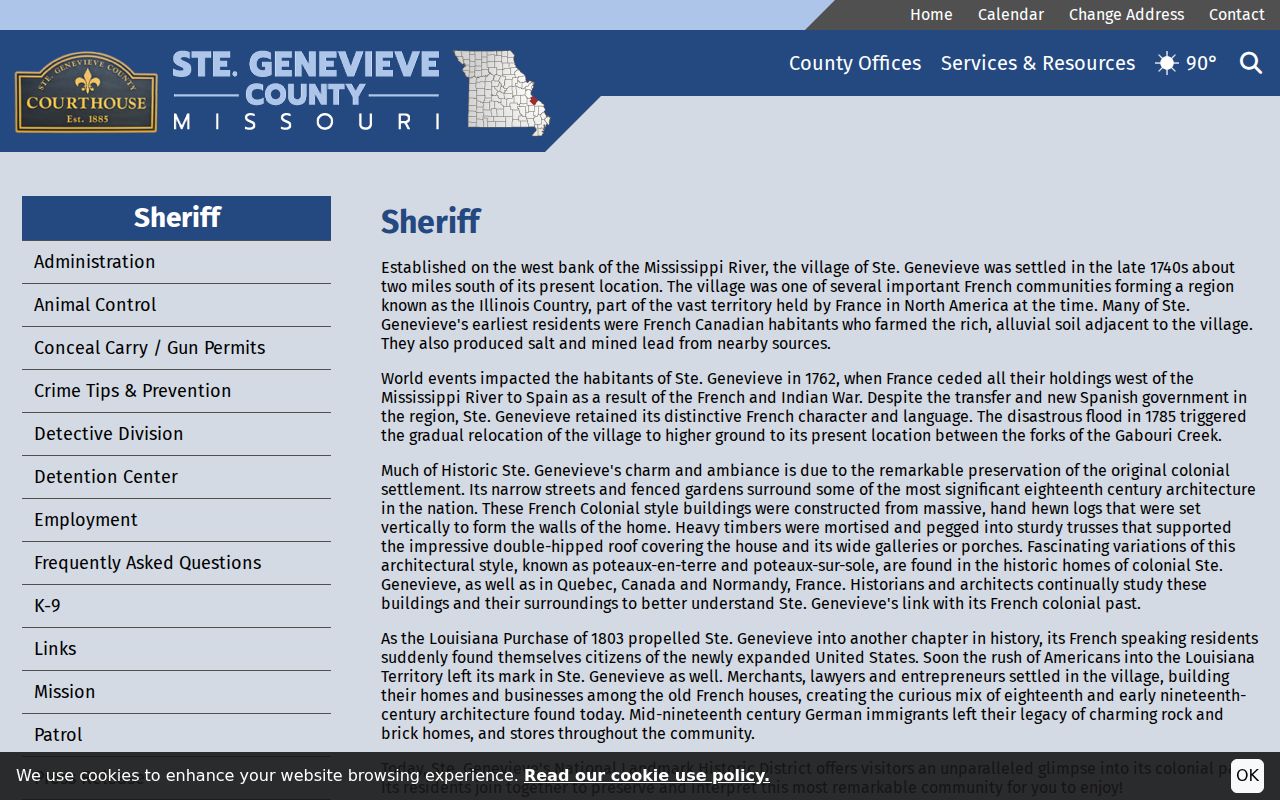 Ste. Genevieve County sheriff criminal records office