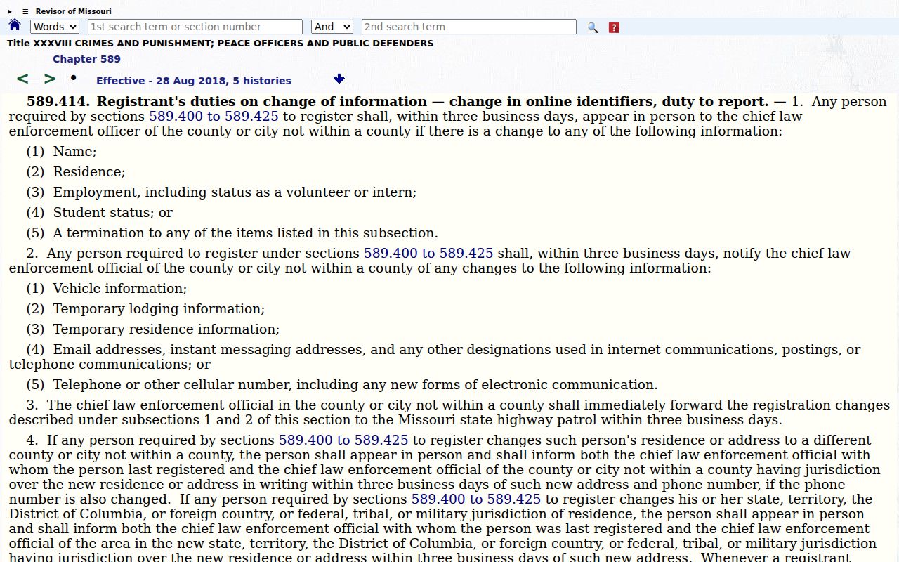 Missouri tier statute for Ste. Genevieve County sex offender checks